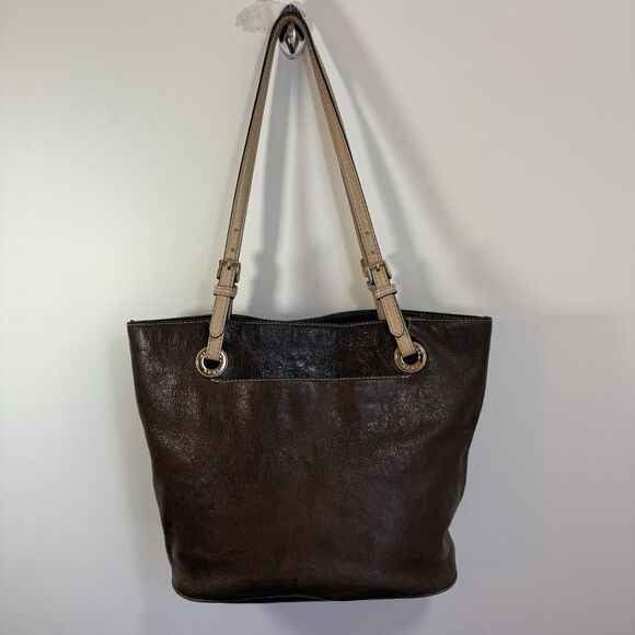 Michael Kors Metallic Bronze Brown Leather Tote Shoulder Handbag Purse - Picture 2 of 16